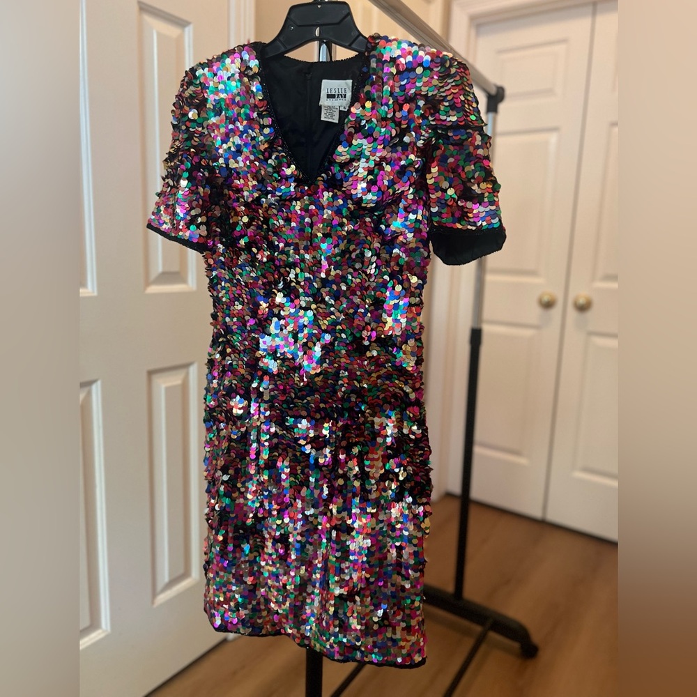 Leslie Fay Multicolor Sequin Party Dress (Prom, Graduation, Wedding Guest) - Picture 8 of 8